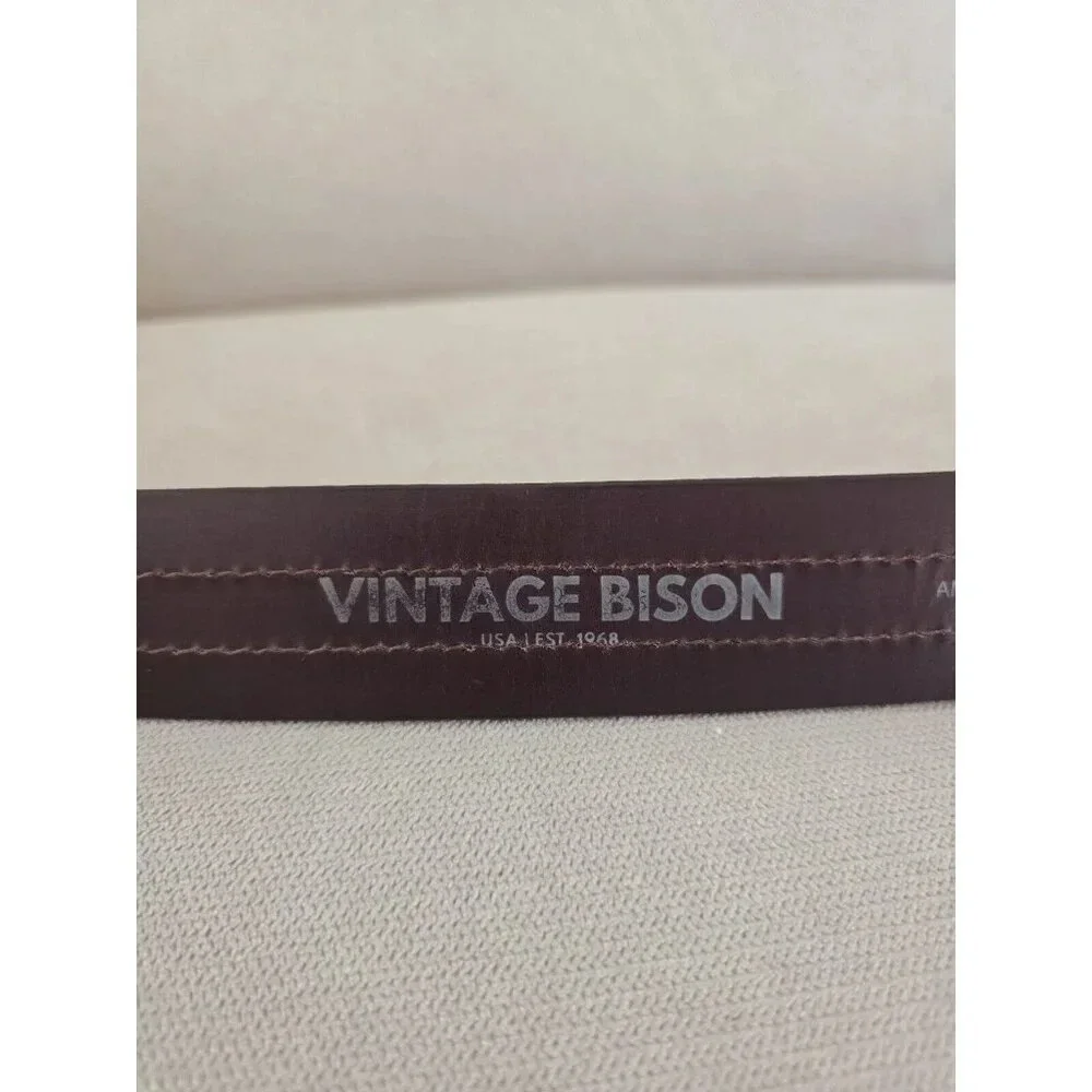 Vintage Bison Coloma Brown 5162 Leather Buckle Belt USA Croc Emboss Mens Size 40